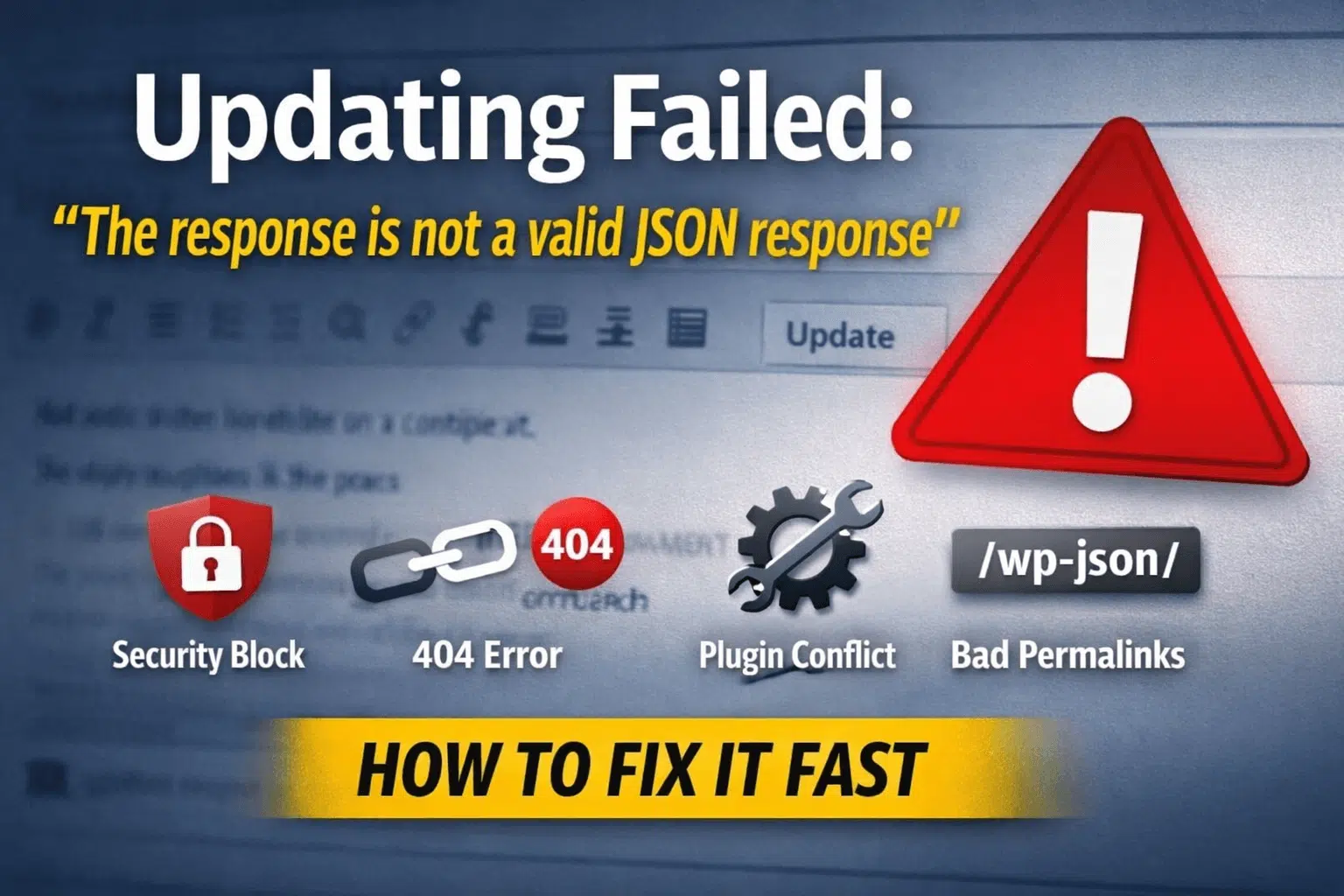 Updating Failed: “The response is not a valid JSON response” (How to Fix It Fast) 1 The response is not a valid JSON response