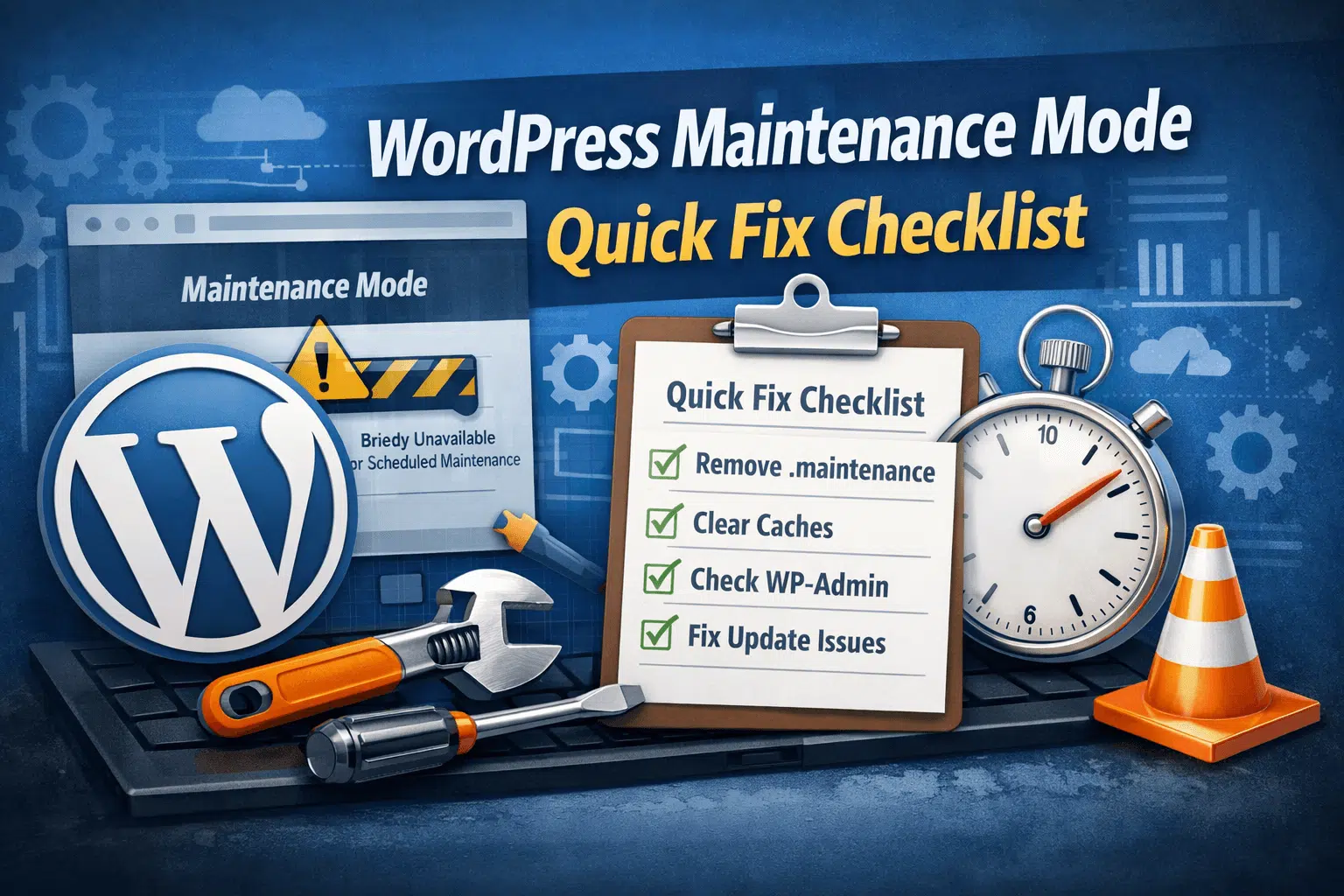 Maintenance Mode Quick Fix Checklist (2-Minute Recovery + Edge Cases) 1 wordpress maintenance mode quick fix checklist