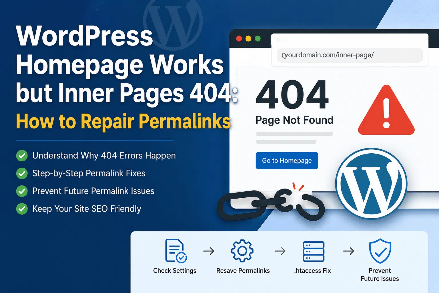 WordPress Homepage Works but Inner Pages 404: How to Repair Permalinks 1 Repair Permalinks