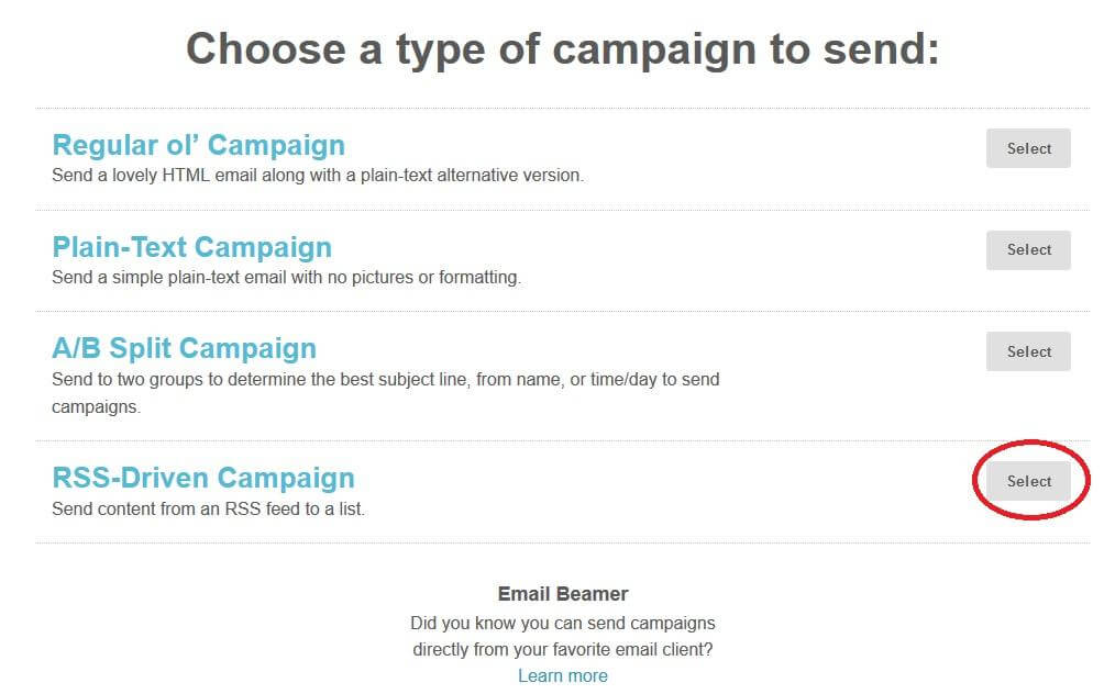 Feedburner Is Dead… Long Live Mailchimp – Using Mailchimp To Deliver Posts Feedburner is DEAD Long Live MailChimp Step 2