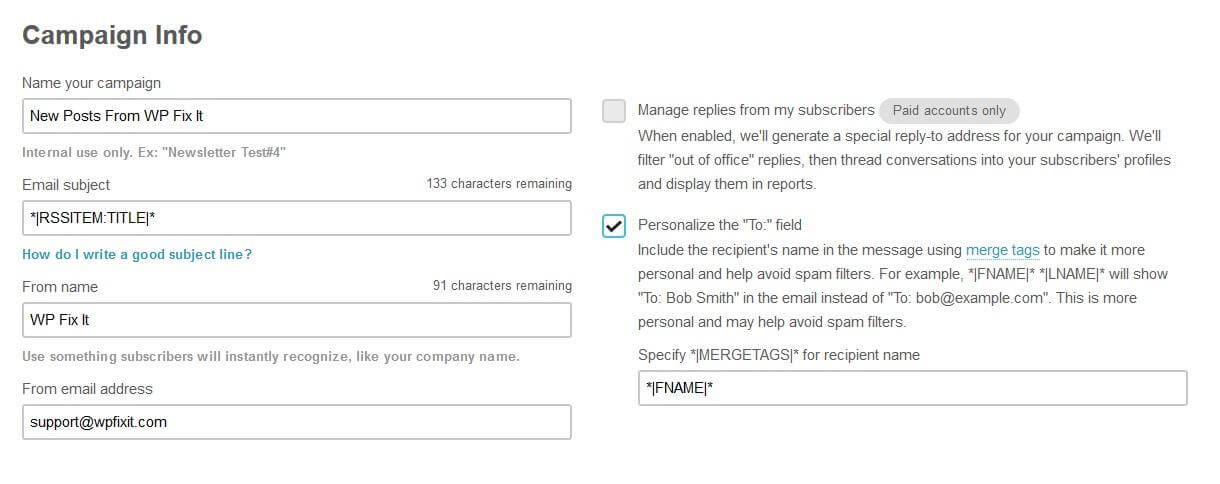 Feedburner Is Dead… Long Live Mailchimp – Using Mailchimp To Deliver Posts Feedburner is DEAD Long Live MailChimp Step 5