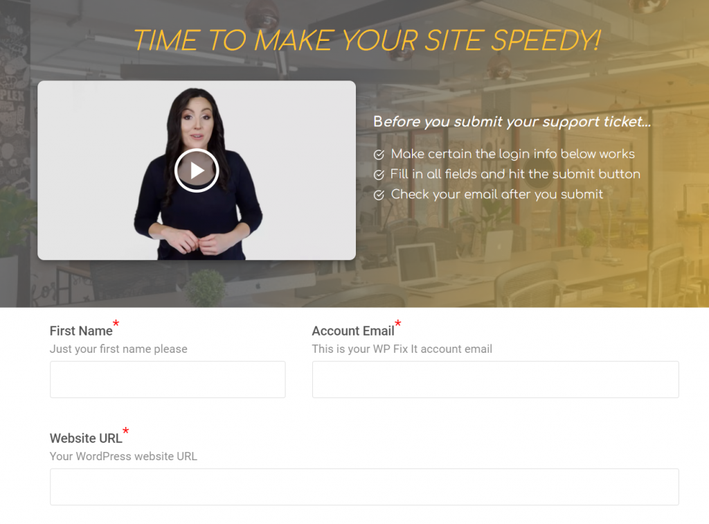 Speed Optimization Form