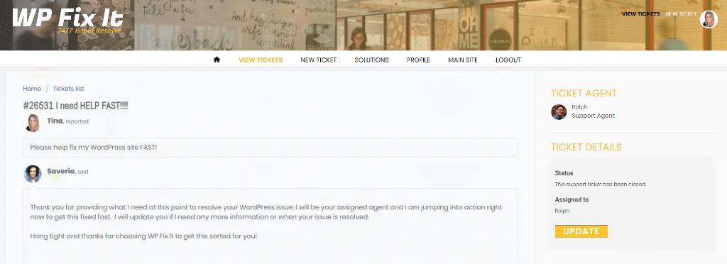 support ticket