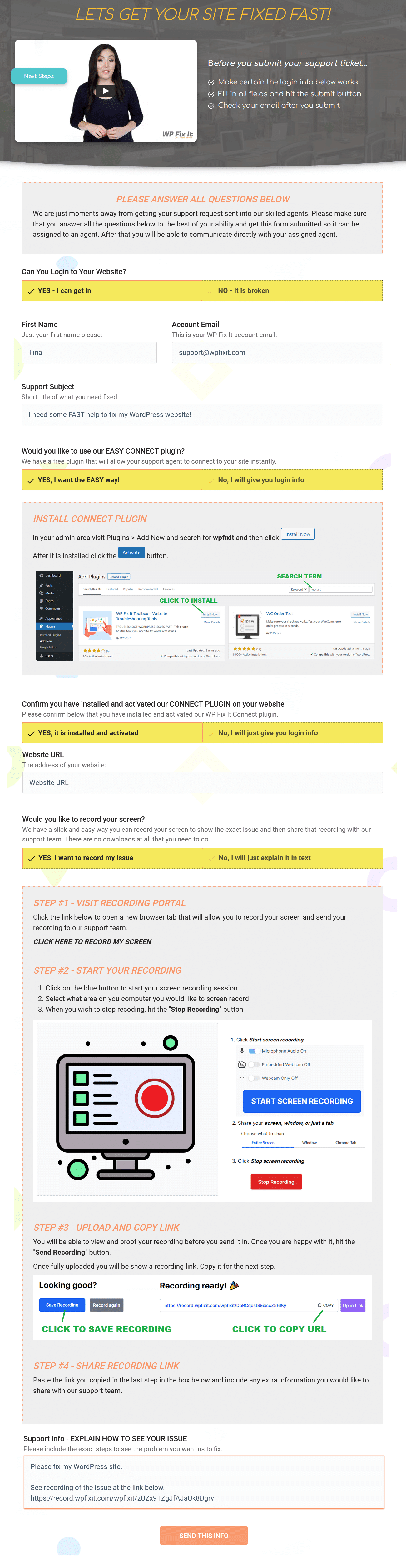 WordPress General Support 24/7 6 support process