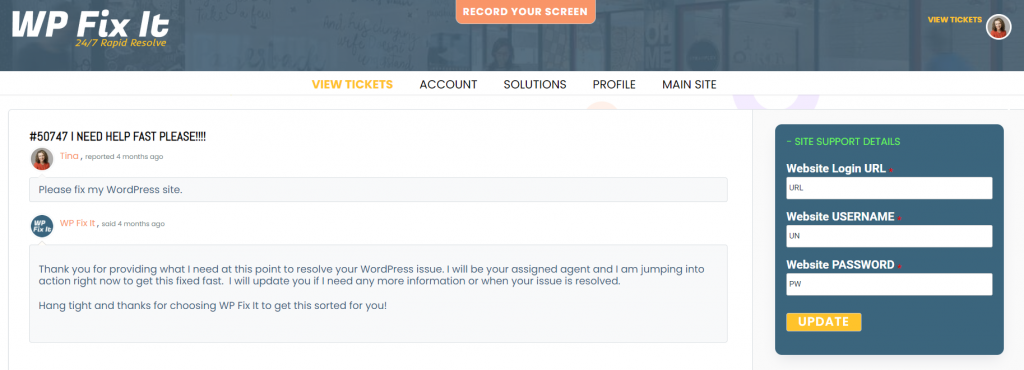 Screen Recording WordPress Support
