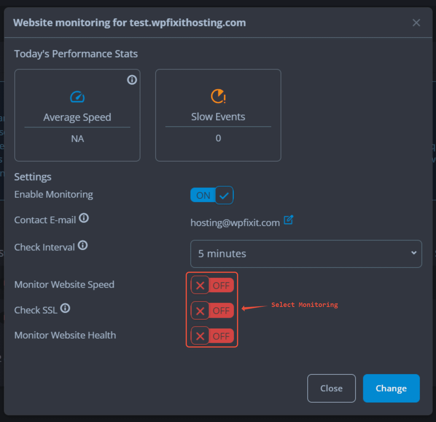 WordPress Hosting Website Monitoring