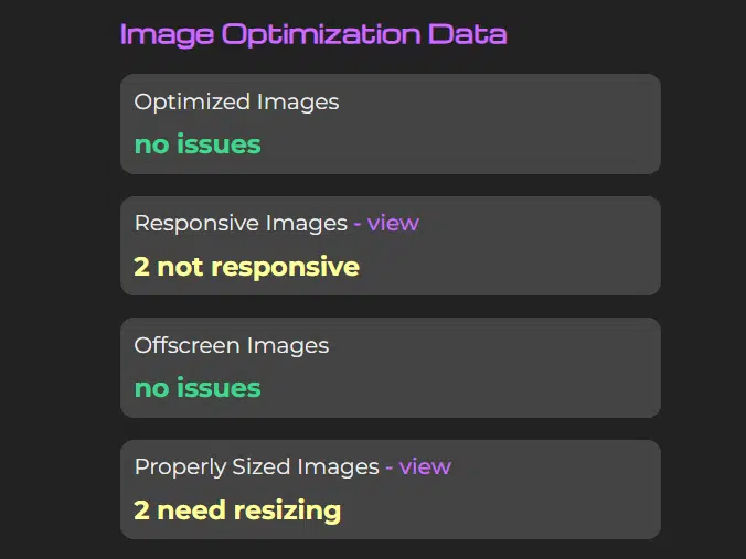 Image Optimization Data