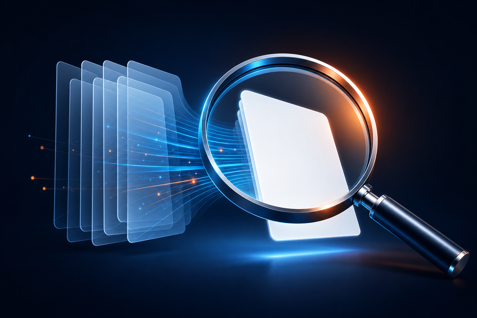 Magnifying glass examining duplicate webpage layers