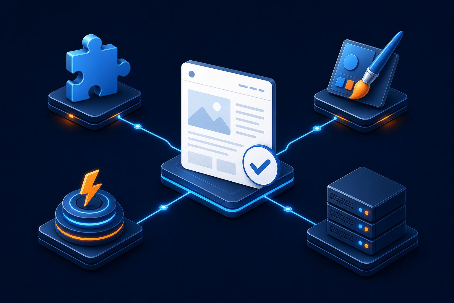 WordPress components connected to one verified page output