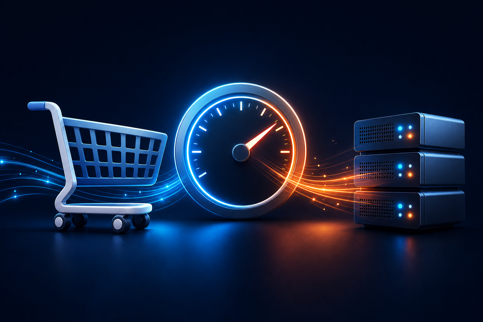 Shopping cart connected to a speedometer and server request lines