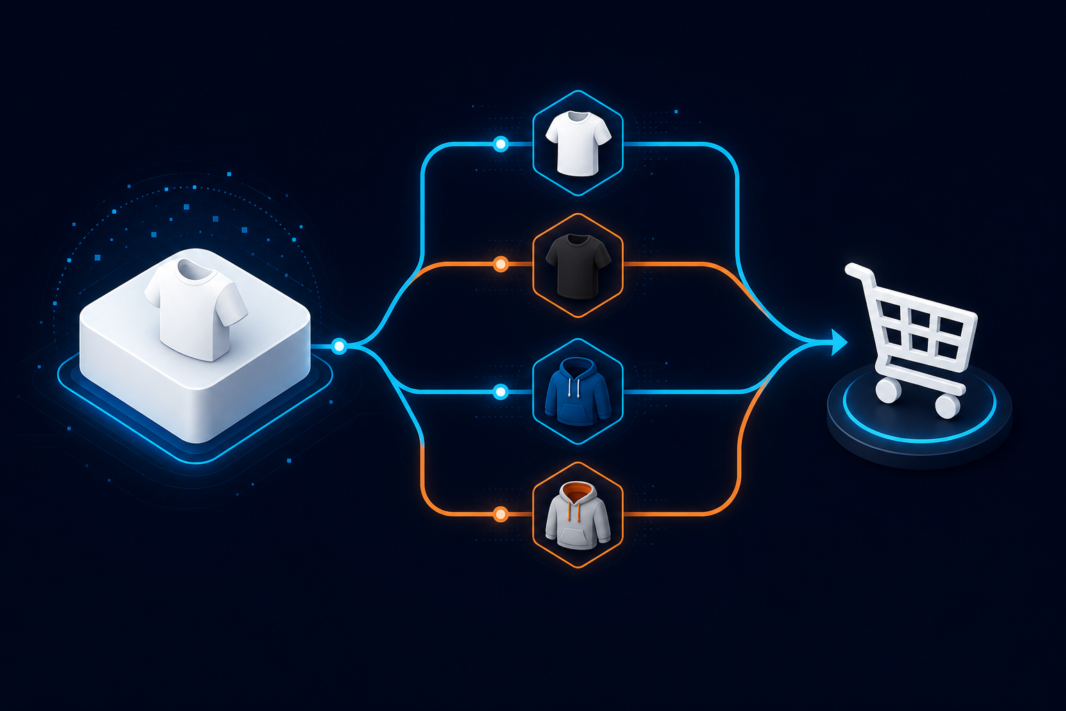 WooCommerce Add to Cart Slow? 9 Safe Ways to Find the Bottleneck 2 Product variations branching toward a shopping cart