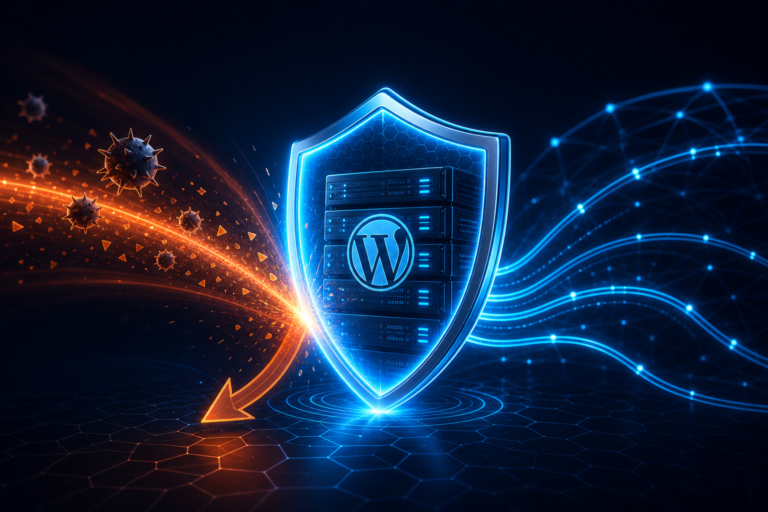 Shield blocking a malicious redirect from a website server