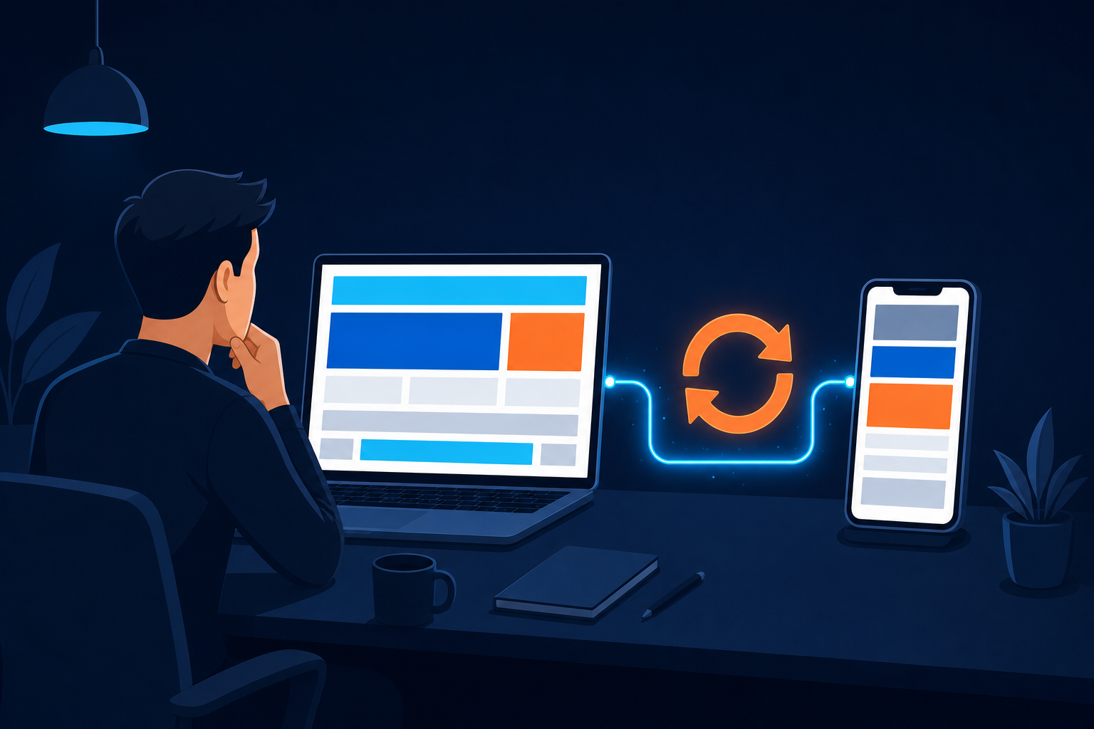 Elementor Cache Problem: 7 Safe Ways to Show Your Latest Design 2 Comparing current and outdated versions of a website across two devices