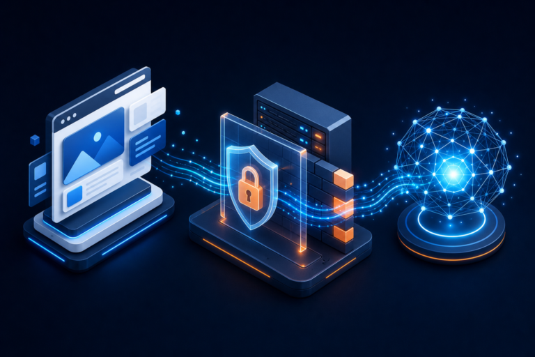 WordPress site connected to an AI assistant through a secure server gateway