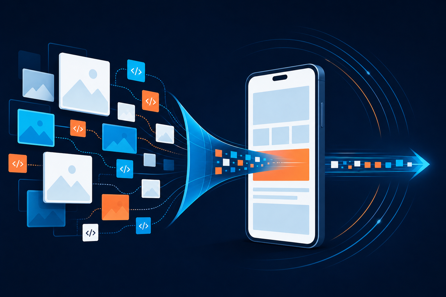 WordPress Slow Loading? A Safe 9-Step Diagnosis for the Real Bottleneck 2 Mobile webpage assets being reduced and organized for faster loading