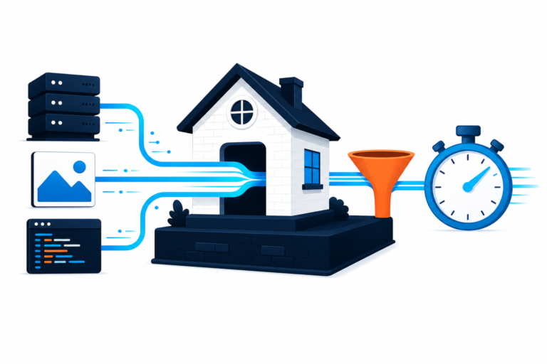 WordPress Speed Optimization: A Safe 7-Step Workflow That Finds the Real Bottleneck 18 Illustration of a website speed bottleneck being separated into server, image, and script causes