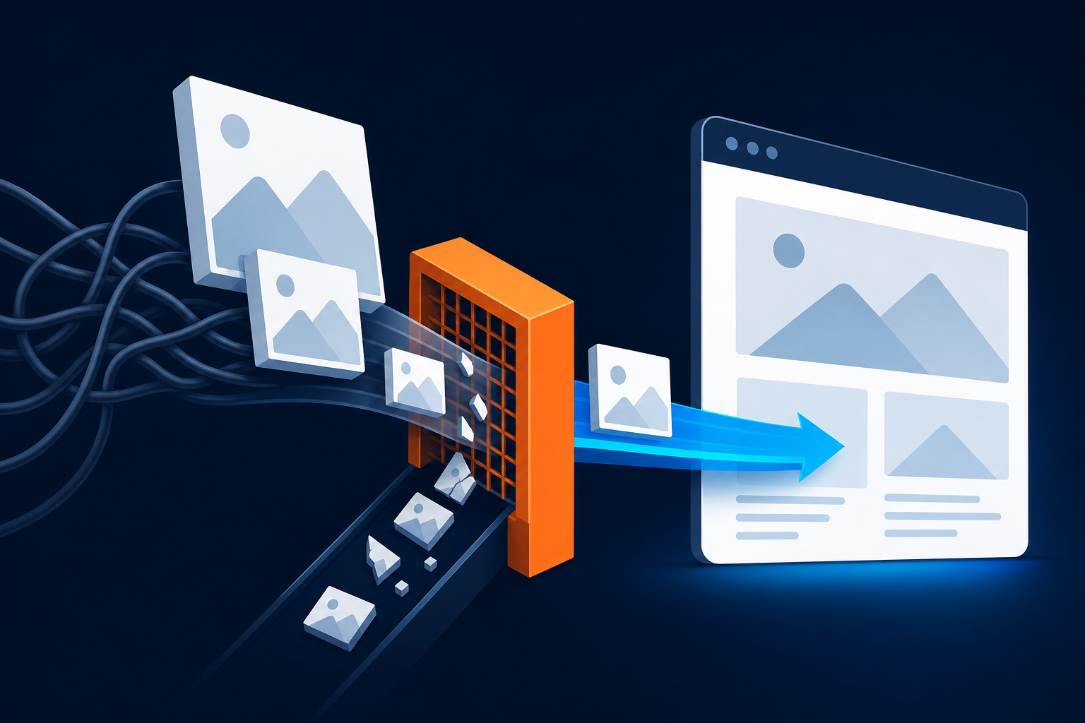Oversized media and external requests slowing a browser page before optimization